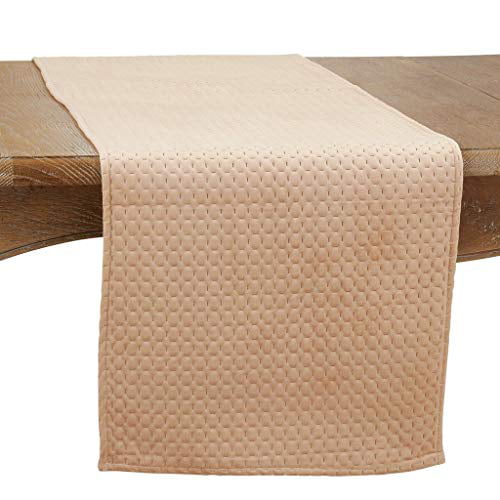 Fennco Styles Textured Woven Line Cotton Table Runner 16 W x 72 L Everyday Use and Special Occasion Banquet Family Gathering Natural Rustic Table Cover for Home Décor Dining Table 